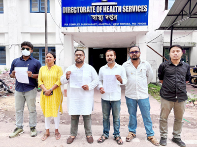 Tripura Pradesh Youth Congress leaders submitted a deputation before the Directorate of Health Services in Agartala on November 3  in support of their demands.